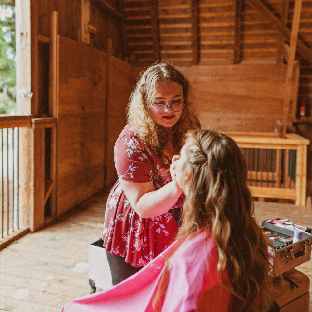 A Blushing Flower Events Makeup Artist hard at work