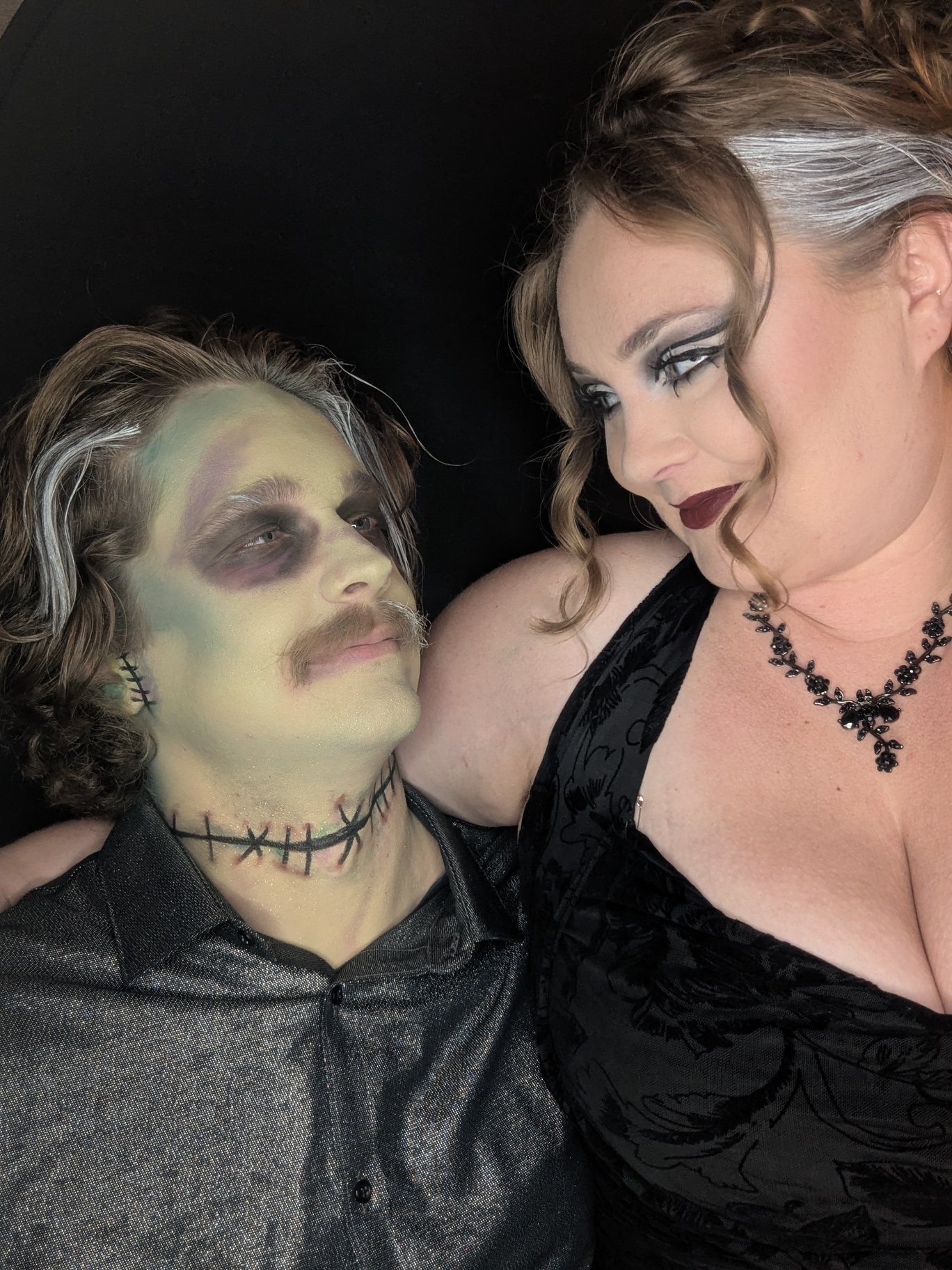 bride and grrom makeup for halloween wedding